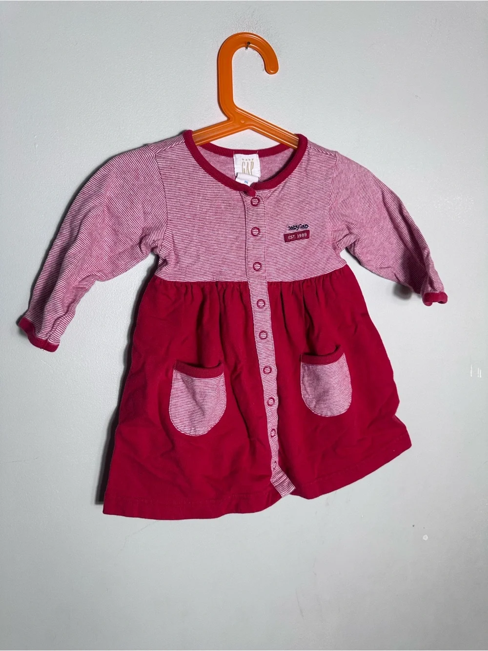 Vintage 90s GAP Striped Baby Dress with Button Front
